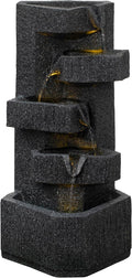 Gardenised Water Fountain with LED Light for Indoor and Outdoor Accent with Soothing Waterfall Sound Ideal for Home Office Patio Backyard Deck Porch Balcony and Tabletop Display, Modern Steps Flow