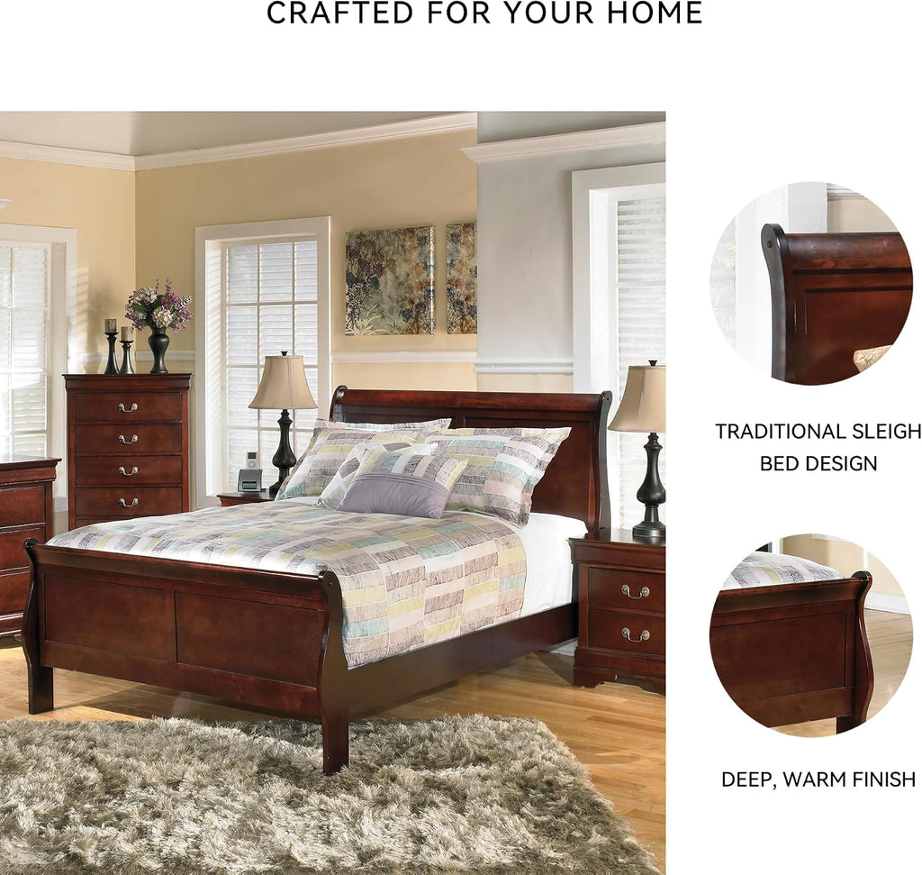 Signature Design by Ashley Alisdair Traditional Full Sleigh Bed, Foundation or Box Spring Needed, Dark Brown
