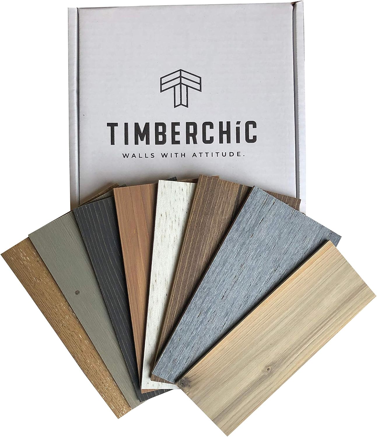 Timberchic Reclaimed Wood Wall Panels – Peel and Stick Planks for Accent Walls – Rustic Home Décor Sample Pack (3', 4', 5', Assorted Colors)