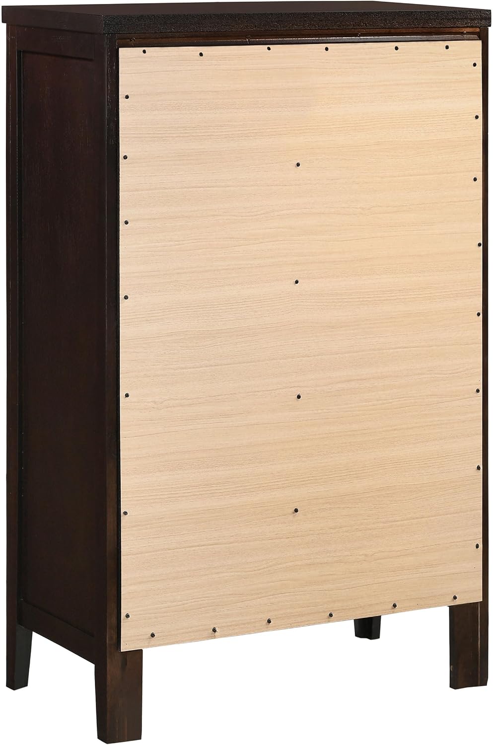 Coaster Home Furnishings Carlton Contemporary 5-Piece Bedroom Set Leatherette Upholstered Eastern King Size Panel Bed Frame 51-inch Headboard Cappuccino 202091KE-S5