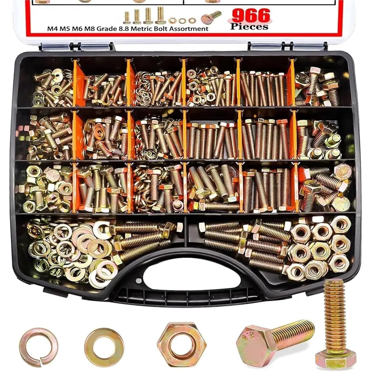 Set Screw Assortment Kit 966Pcs Grade 8. Metric Hex Head Bolt Kits for Homeowners,DIYers,Mechanics,Industrial Workers