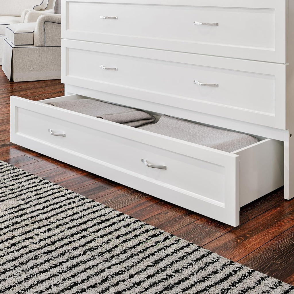 AFI, Northfield Murphy Bed Chest Full with 6' Mattress, Storage Drawer & Built-in USB Charger, White