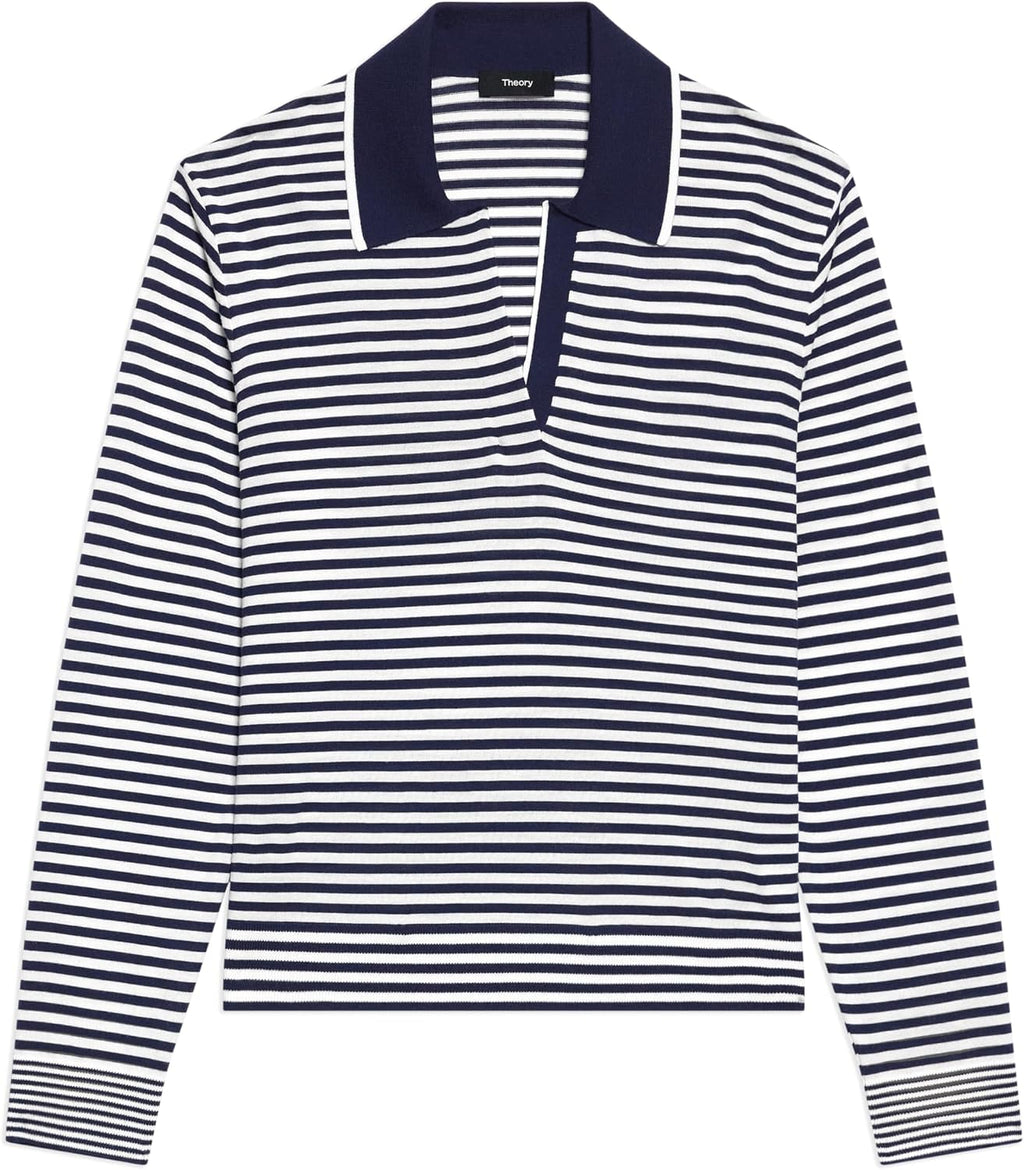 Theory Women's Striped Long Sleeve Polo