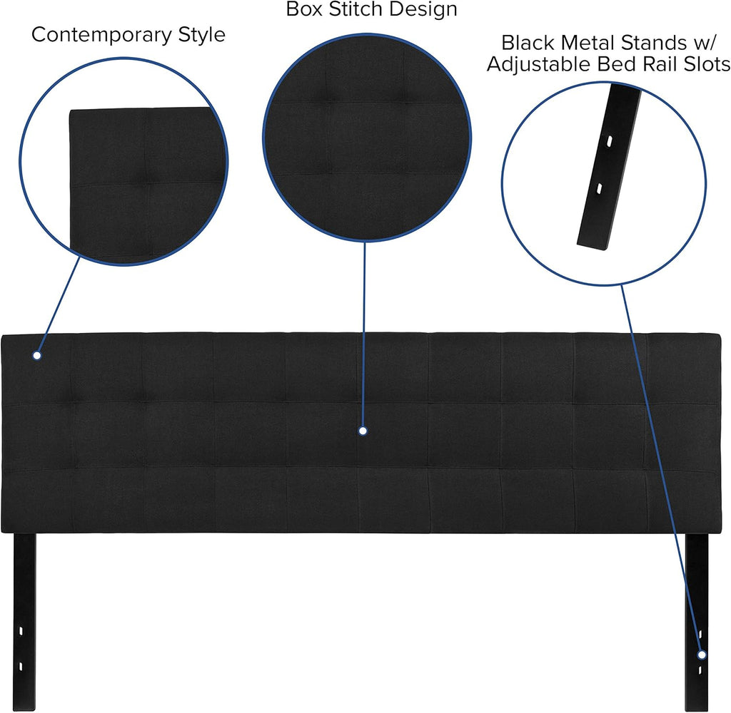 Flash Furniture Bedford Tufted Upholstered King Size Headboard in Black Fabric