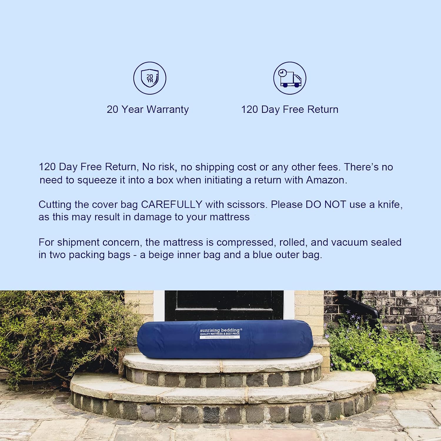 Sunrising Bedding 12' Gel Memory Foam Mattress California King Size, Firm, No Harmful Chemicals, No Fiberglass, Adjustable Bed Frame Compatible