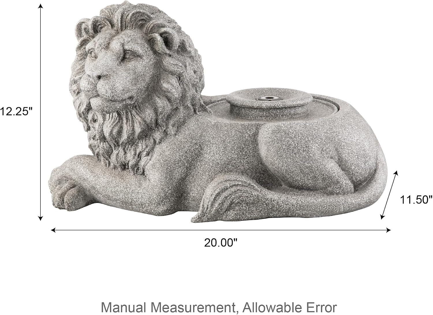 Glitzhome Outdoor Fountain with Lights & Pump, 20' L Zen-Style Lying Lion Polyresin Water Fountain Outdoor, Floor Standing Water Feature for Garden Yard Patio Porch Decor