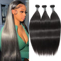 ASHINE Human Hair Bundles Straight, Unprocessed Cambodian Raw Hair Bundles for Women Natural Black 14 16 18 Inch, Keep Soft and Silky After Multiple Washes