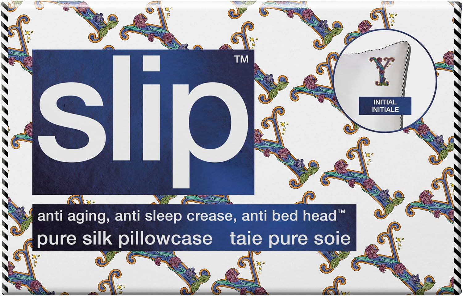 slip The Original Queen Pure Silk Pillow Case - 100% Pure 22 Momme Mulberry Silk - Queen Standard Size - Anti-Aging, Anti-BedHead, Anti-Sleep Crease, Initial Collection: Letter Y (20' x 30')