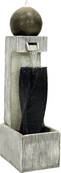 Sunnydaze Modern Artistry 35-Inch Outdoor Water Fountain - LED Lights - Electric Submersible Pump with Adjustable Flow