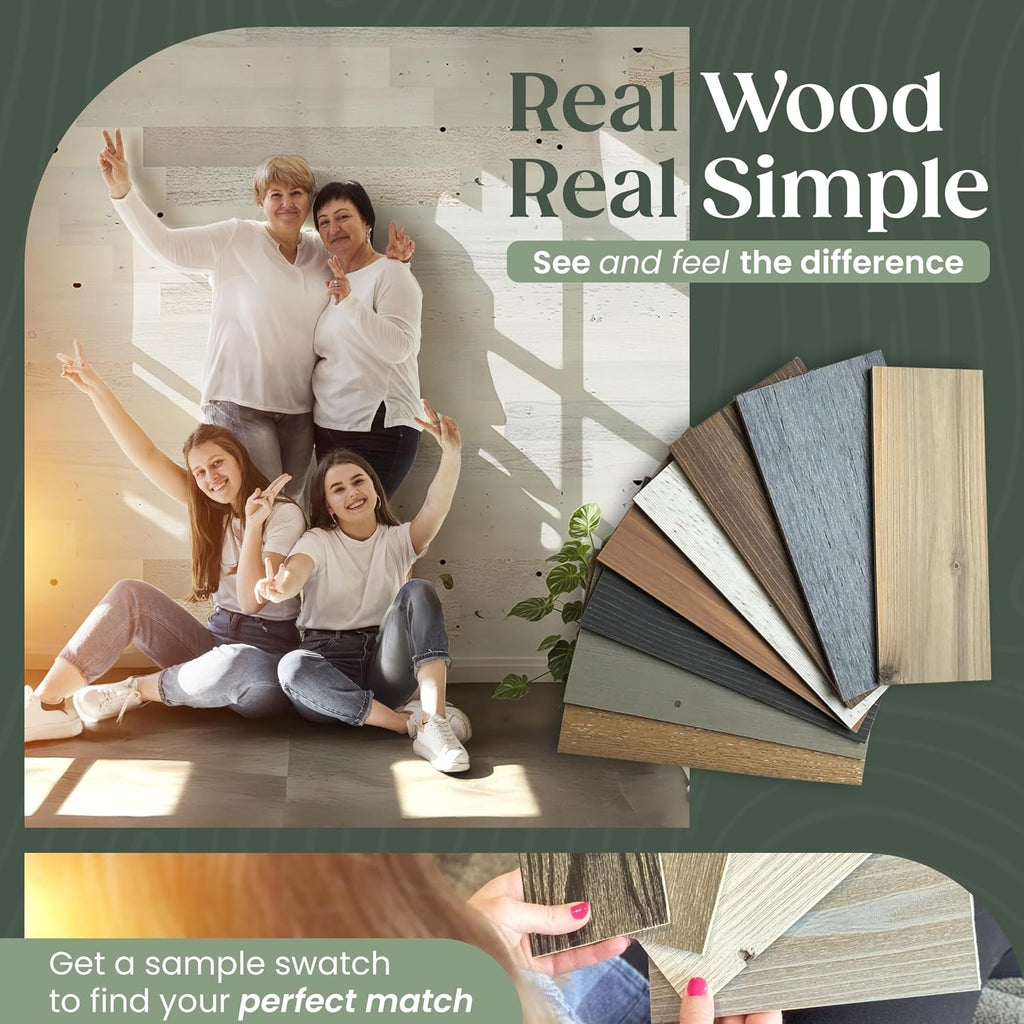 TIMBERCHiC 100% Reclaimed Wood Wall Planks - Made in USA - Peel-and-Stick Panels for Interior Decor - DIY Accent Wall Panels, Coastal White (3' x 10 Sq Ft)