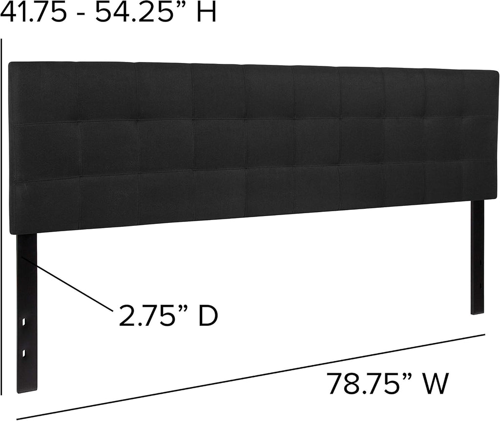 Flash Furniture Bedford Tufted Upholstered King Size Headboard in Black Fabric