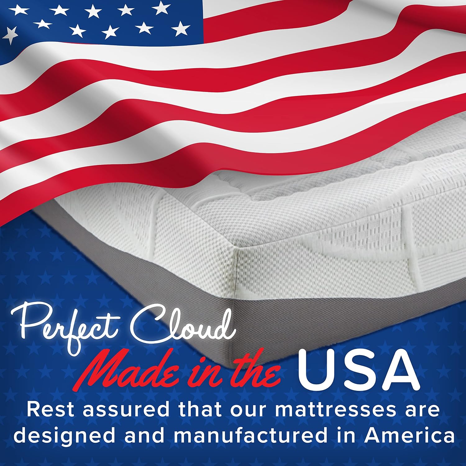 Perfect Cloud Elegance Queen Mattress, 12 Inch Gel Memory Foam Mattress in a Box, Cooling Pressure Relief Bed with Motion Isolation & Charcoal Support Foam, Made in USA