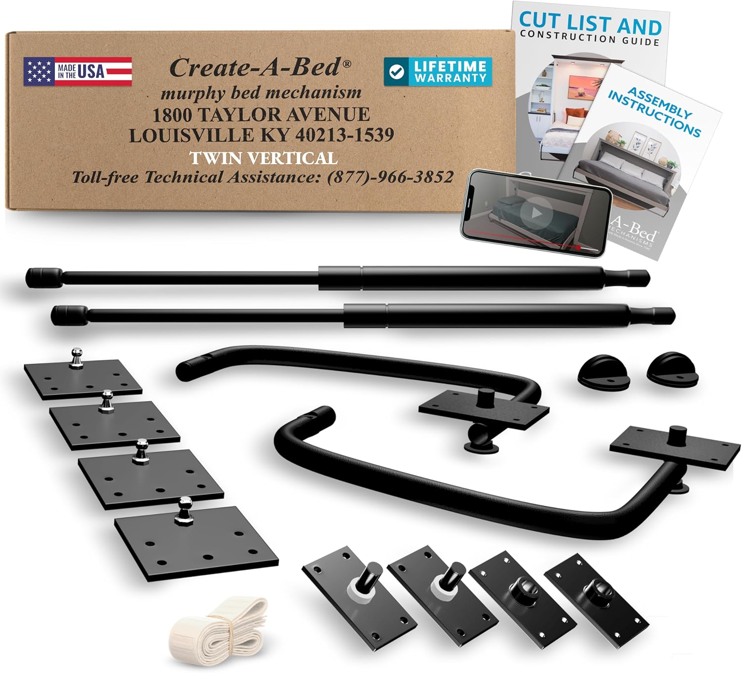Create-A-Bed Twin Size Deluxe Murphy Bed Kit, Vertical