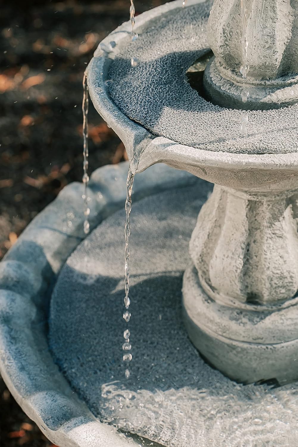 XBrand 51' 3-Tier Outdoor Freestanding Waterfall Fountain with Pump and Pineapple Finial, Gray