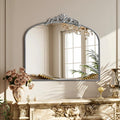 Micasso Vintage Silver Arched Mirror: 36'x29' French Baroque Antique Wall Mounted Mirror - Traditional Ornate Decorative for Wall/Fireplace/Entryway/Bathroom/Hallway - Home Decor for Living Room