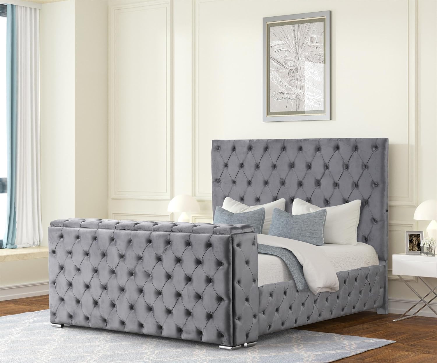 Encore 5PC King Bedroom Set Including Manufactured Wood & Fireplace in Gray