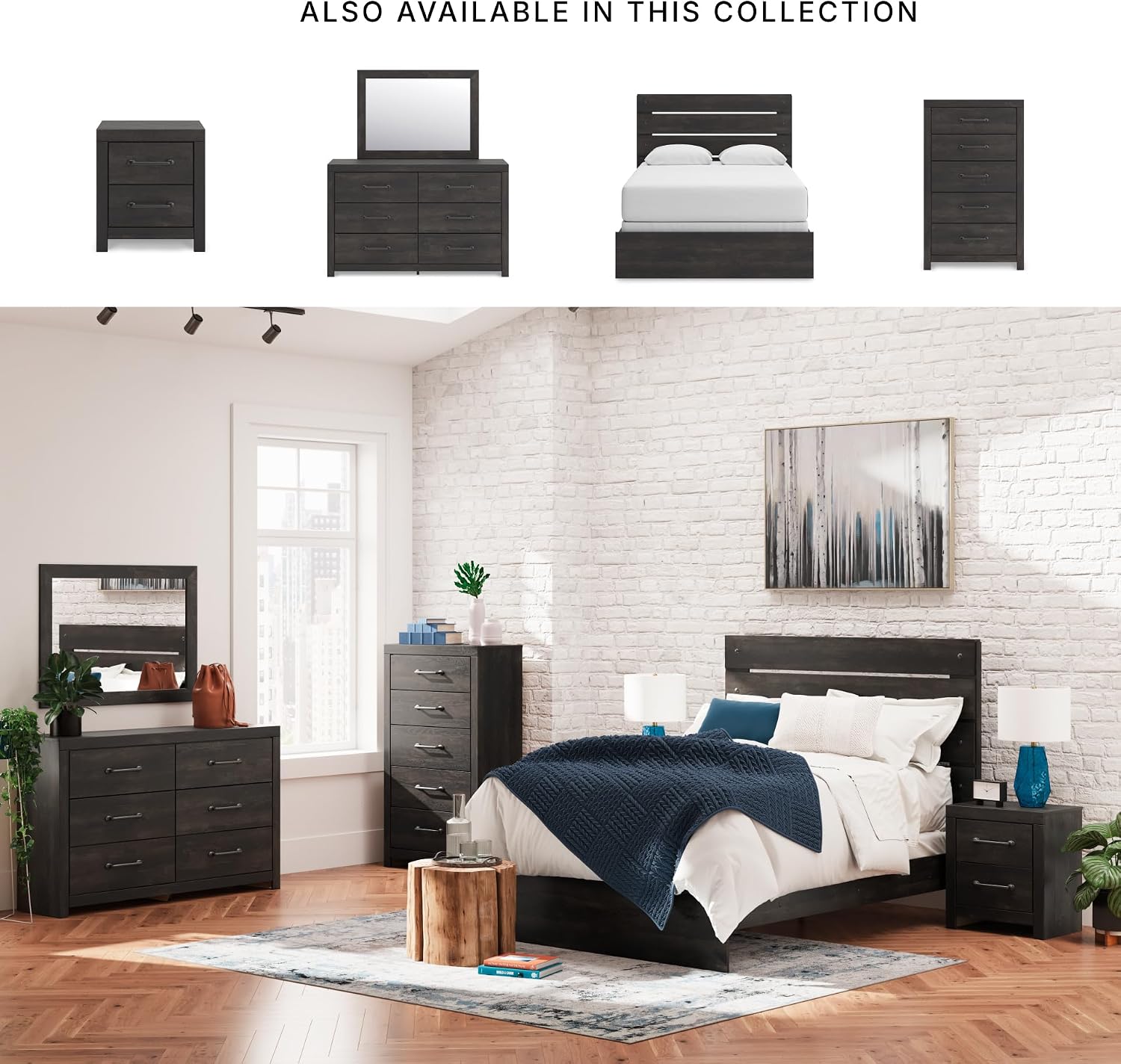 Signature Design by Ashley Delmorta Rustic 5-Drawer Chest of Drawers with Safety Stop, Gray