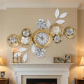 Large 3D Metal Wall Decor Vintage Gold Abstract Circular Exquisite Clocks And Black And White Gradient Metal Floral Wall Art Are Suitable For Aesthetic In Living rooms Bedrooms Kitchens And Offices
