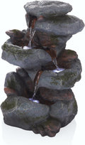 Alpine Corporation 22' Tall 3-Tier Outdoor Rock Waterfall Fountain with LED Lights, Natural Stone Look for Garden, Patio, Yard & Porch Decor, Gray
