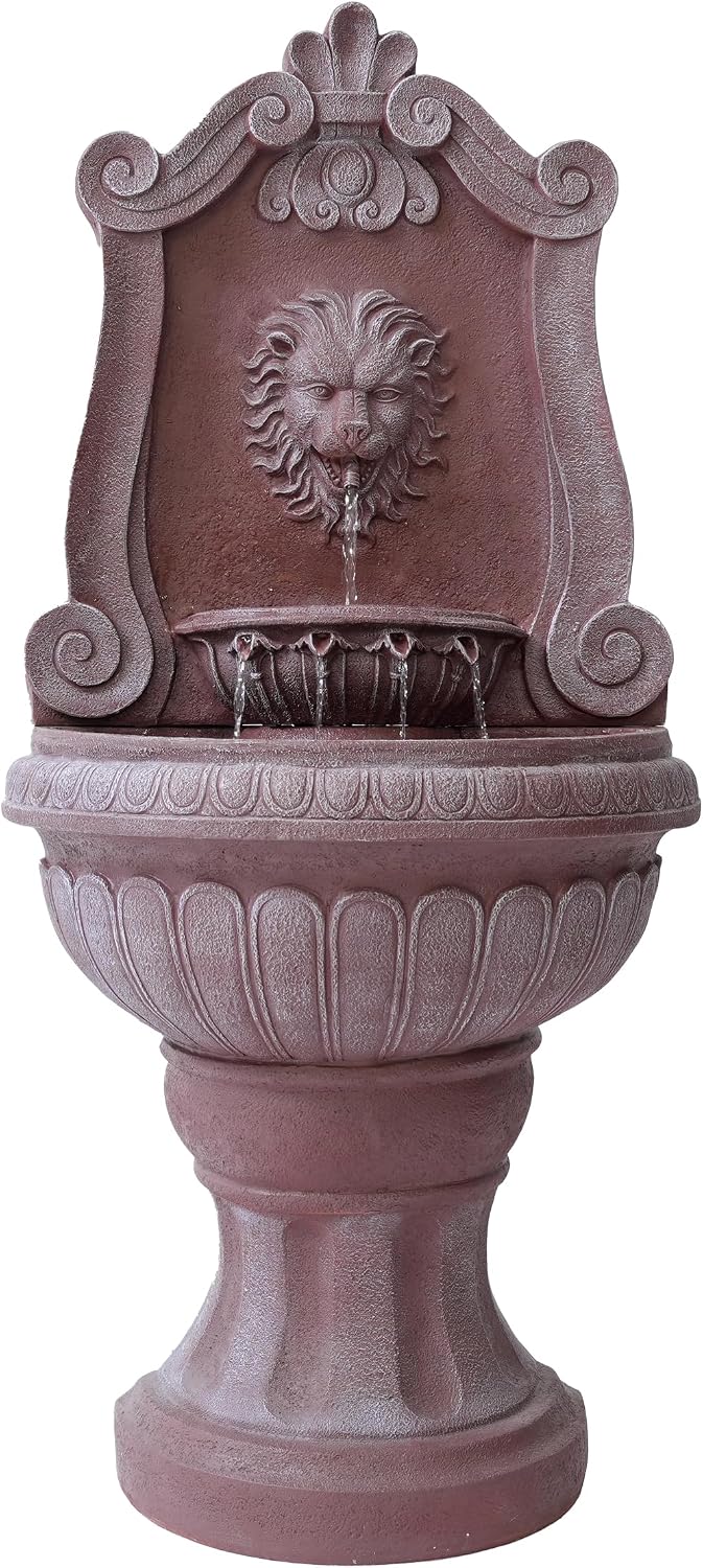 XBrand 52.4' Sandstone Lion Head Floor Fountain
