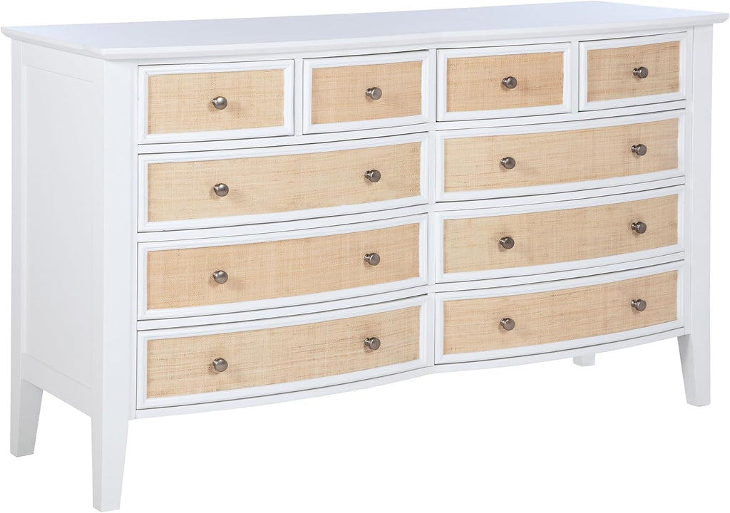 Coaster Home Furnishings Bexhill Farmhouse 4-Piece Bedroom Set Fabric Linen-Like Upholstered Queen Size Panel Bed Frame 56-inch Headboard White 223471Q-S4