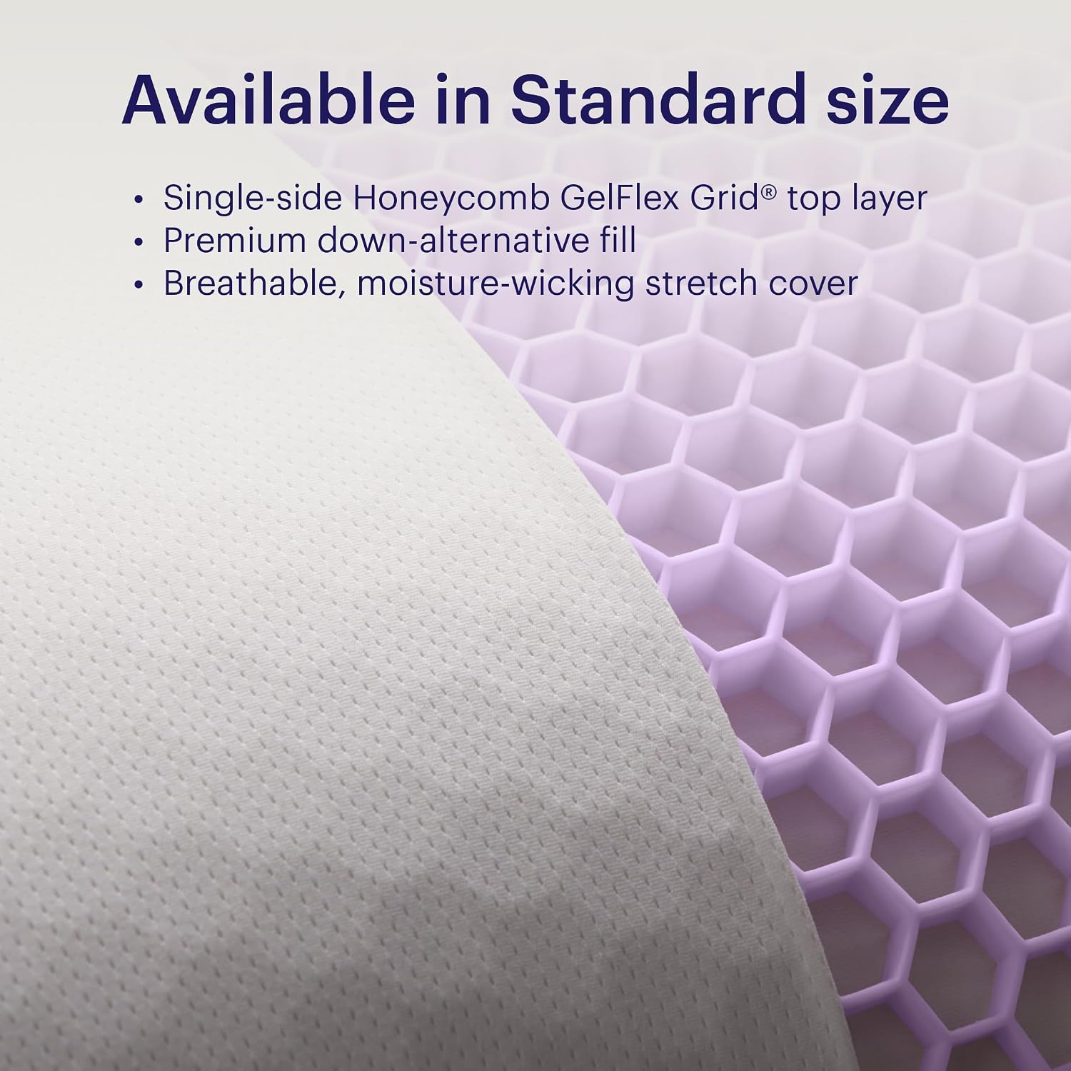 Purple GridCloud Pillow – Down-Alternative Pillow, GelFlex® Grid for Soft Support & Pressure Relief for Side Sleepers– Always-Fluffy Silicone-Coated Fill– Breathable Moisture-Wicking Cover - Standard