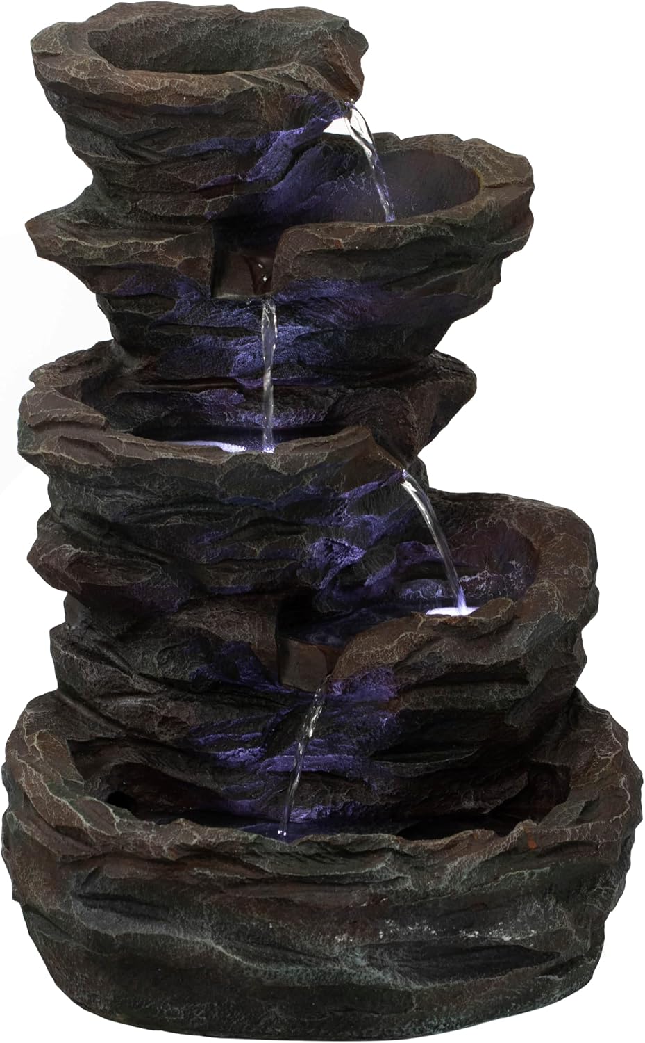 Gardenised Water Fountain with LED Light for Indoor and Outdoor Accent with Soothing Waterfall Sound Ideal for Home Office Patio Backyard Deck Porch Balcony and Tabletop Display, Forest Falls