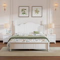 Harper & Bright Designs 3 Pieces Queen Bedroom Sets, Wooden Queen Size Platform Bed with 2 Nightstands, Retro Design Queen Bedroom Furniture Sets, Easy to Assemble (White)