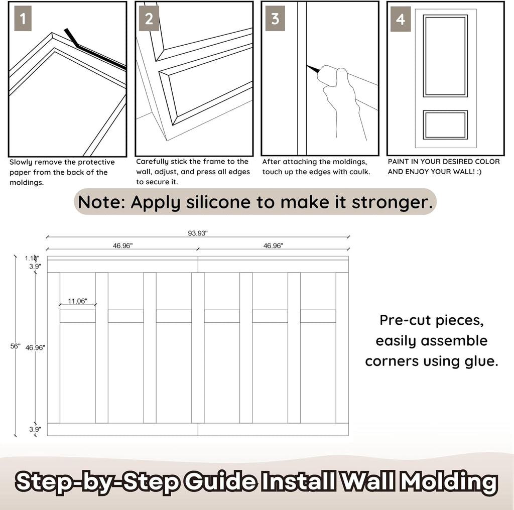 Polymer-Based Board and Batten Wall Panel Kit – 19pcs (93.93x56') Panels | Enhance Your Home with Elegance Using This Wall Molding Peel and Stick Panel | Luxury Decorative Wainscoting Wall Panels