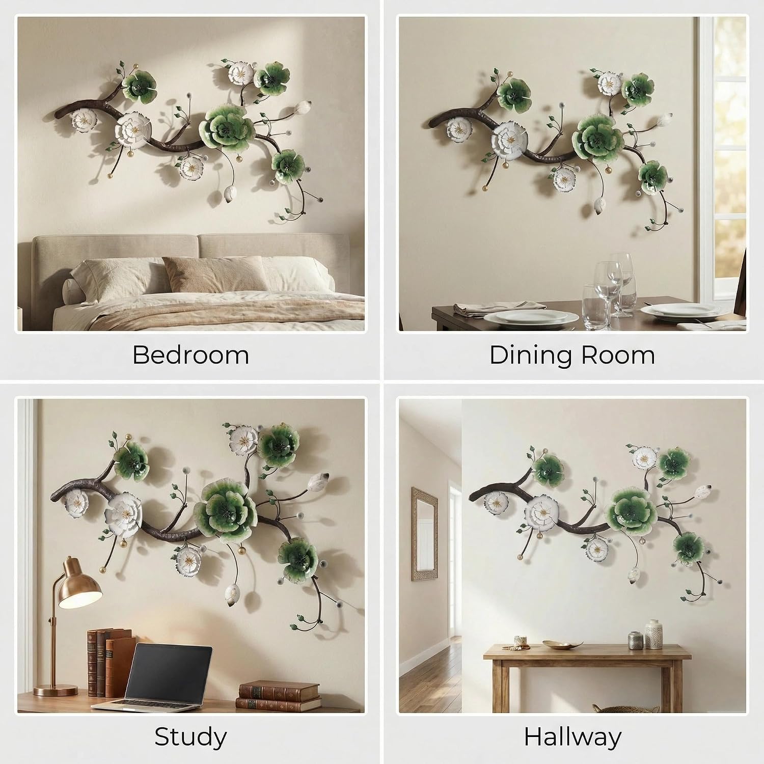 Large 3D Abstract Art Metal Flower Wall Art Main Colors Are White And Blue With Rich Color Gradations Combines Luxurious And Beautiful Aesthetic Decor For Living room Bedroom Kitchen Corridor Office