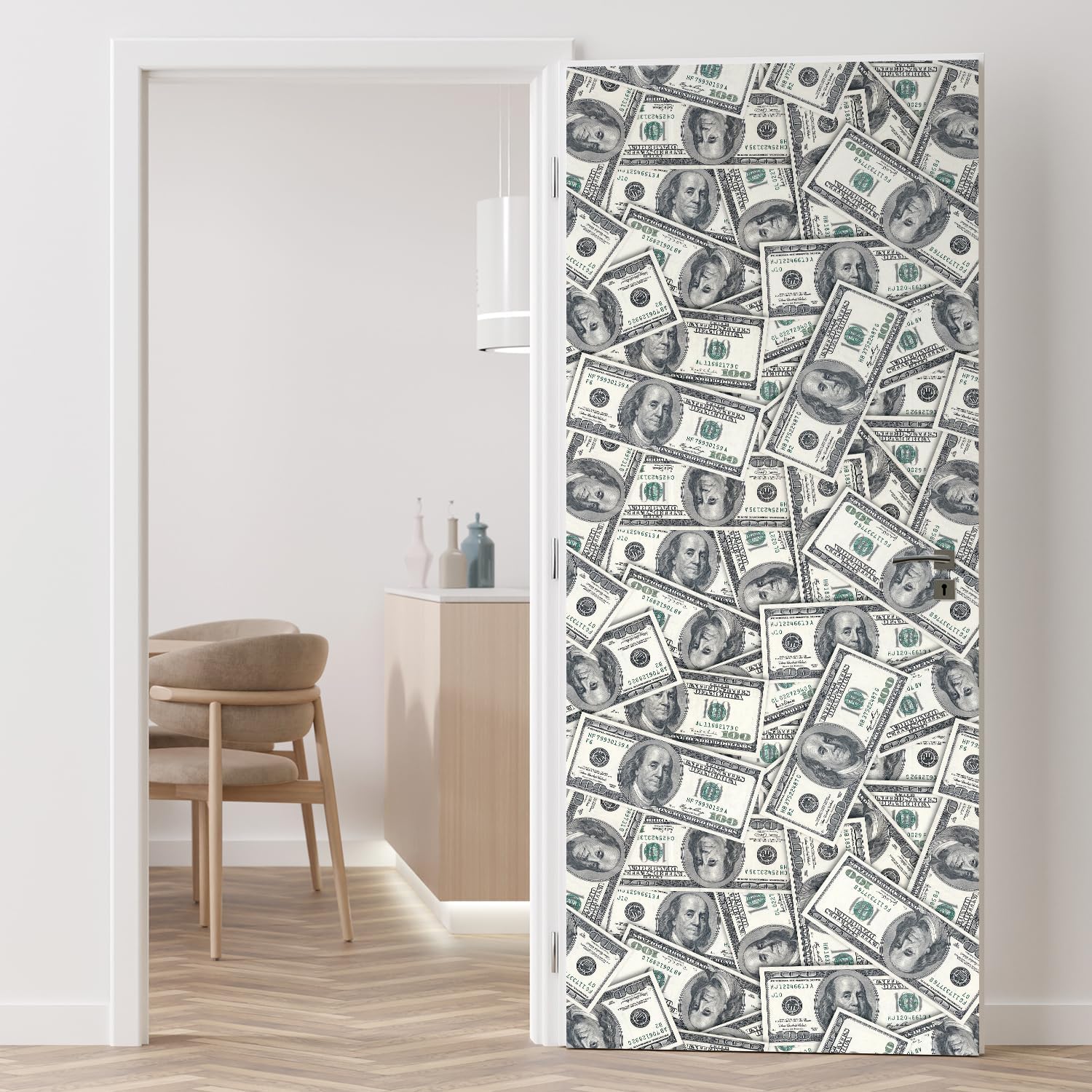 wall26-100 Dollar Bills Collage Background Large Money Wall Mural, Removable Peel and Stick Wallpaper, Home Decor - 96x96 inches