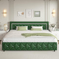 BarnFurin King Size Bed Frame with Headboard, Upholstered Bed with Diamond Tufted Design, Wooden Slats Support, No Box Spring Required, Easy Assembly, Green