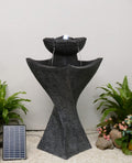 Solar-Powered Contemporary PEDESTEL Fountain with Cool White LED Lights
