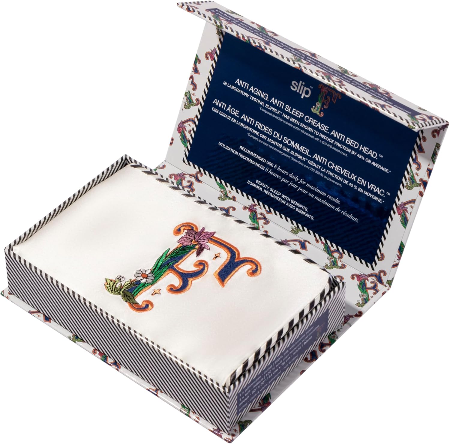 slip The Original Queen Pure Silk Pillow Case - 100% Pure 22 Momme Mulberry Silk - Queen Standard Size - Anti-Aging, Anti-BedHead, Anti-Sleep Crease, Initial Collection: Letter F (20' x 30')