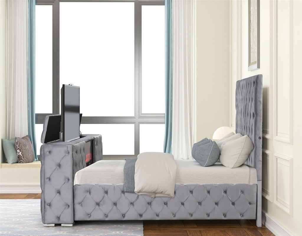 Encore 5PC King Bedroom Set Including Manufactured Wood & Fireplace in Gray