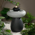 24.02' H Outdoor Water Fountain Made with Eco-Friendly Recyclable Materials, Polyethylene Rock Waterfall Outdoor Fountain, Garden Decor with LED Light & Pump for Patio, Backyard