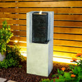 Outdoor Decorative Garden Fountain with LED Lights,35.43 Inch Featuring Modern-Style Water Feature Decoration