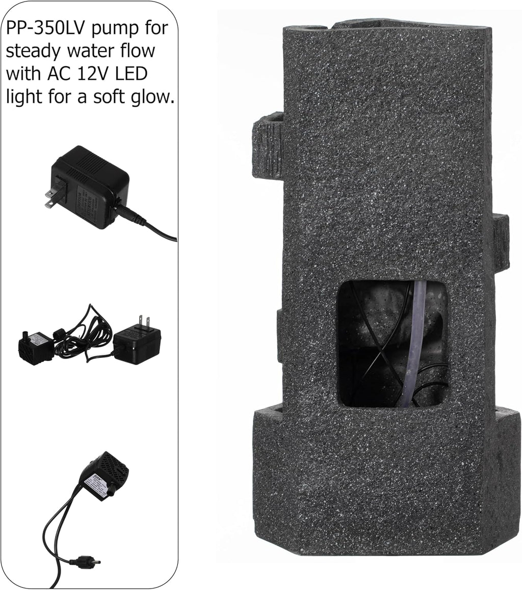 Gardenised Water Fountain with LED Light for Indoor and Outdoor Accent with Soothing Waterfall Sound Ideal for Home Office Patio Backyard Deck Porch Balcony and Tabletop Display, Modern Steps Flow