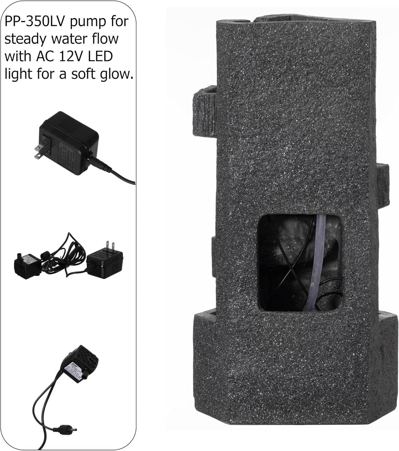 Gardenised Water Fountain with LED Light for Indoor and Outdoor Accent with Soothing Waterfall Sound Ideal for Home Office Patio Backyard Deck Porch Balcony and Tabletop Display, Modern Steps Flow