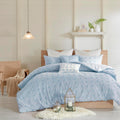 Intelligent Design Cotton Comforter Set - Jacquard Tufts Pompom Design All Season Bedding, Matching Shams, Decorative Pillows, Full/Queen (88 in x 92 in), Blue 7 Piece