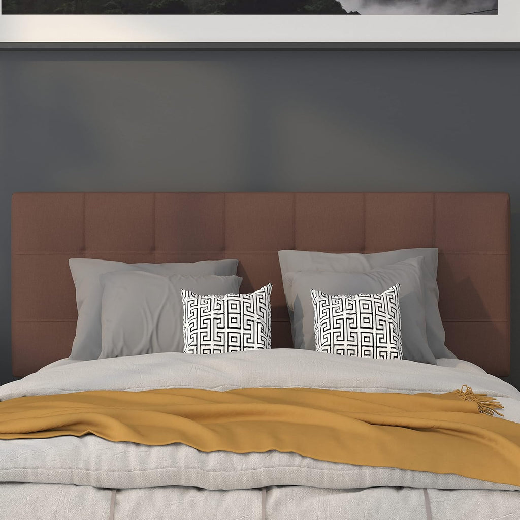 Flash Furniture Bedford Tufted Upholstered Full Size Headboard in Dark Brown Fabric