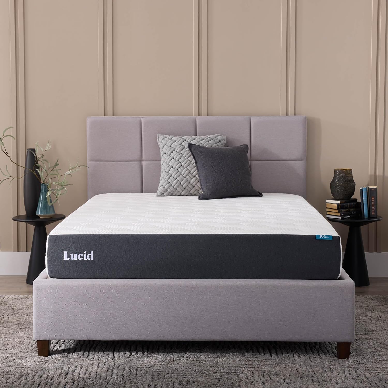 Lucid 10 Inch Memory Foam Mattress - Medium Feel - Infused with Refreshing Bamboo Charcoal and Cooling Gel - Bed in a Box - Temperature Regulating - Pressure Relief - Breathable - California King Size