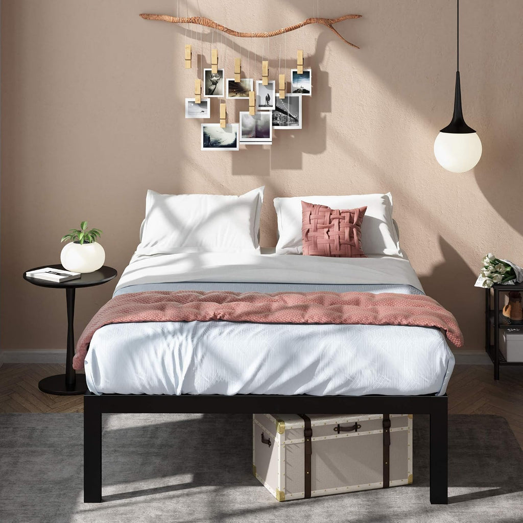ZINUS Lorrick Metal Platform Bed Frame, Mattress Foundation, Easy, Bolt Free Assembly, Queen, Black