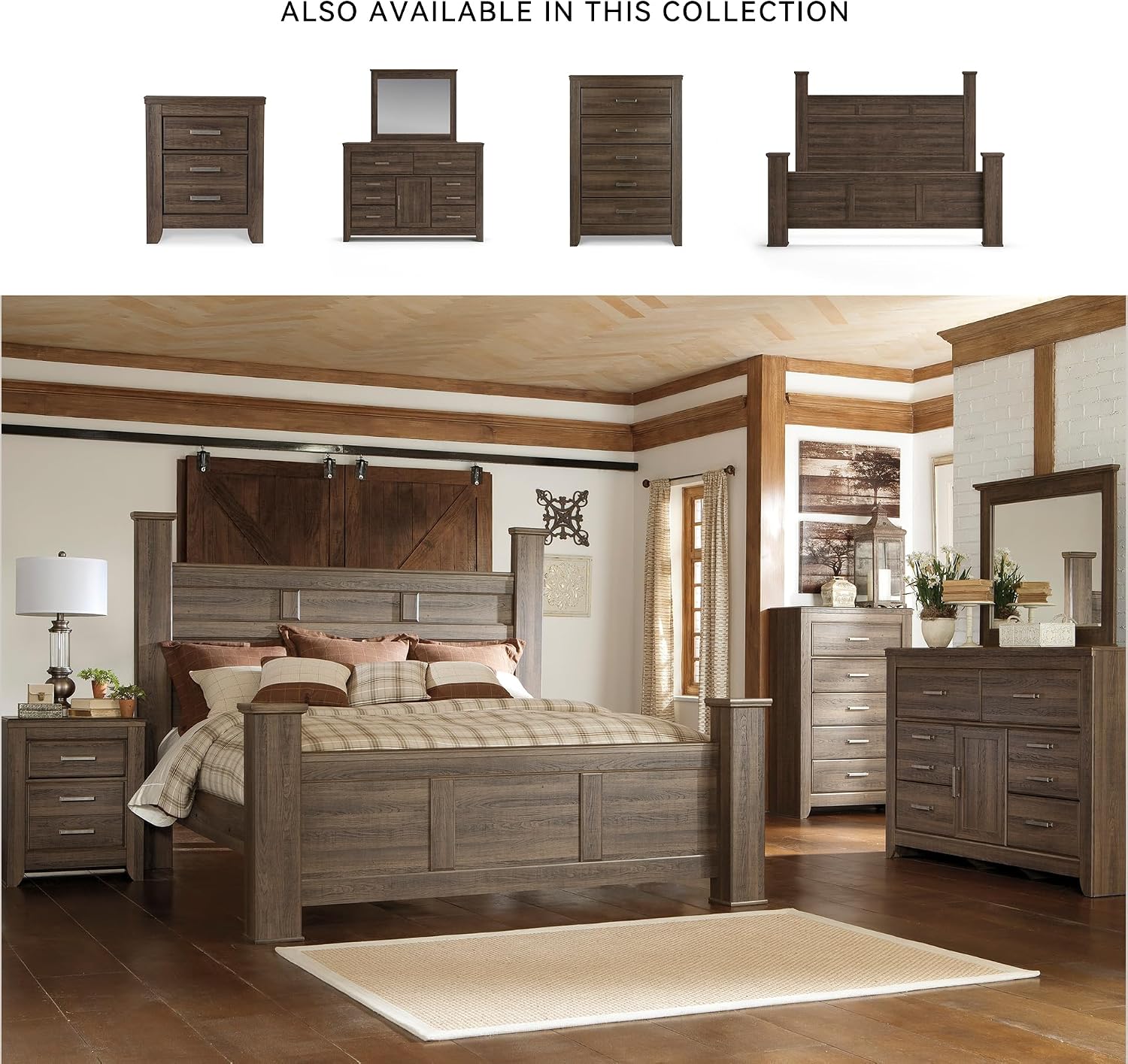 Signature Design by Ashley Juararo Rustic 5 Drawer Chest of Drawers, Aged Dark Brown