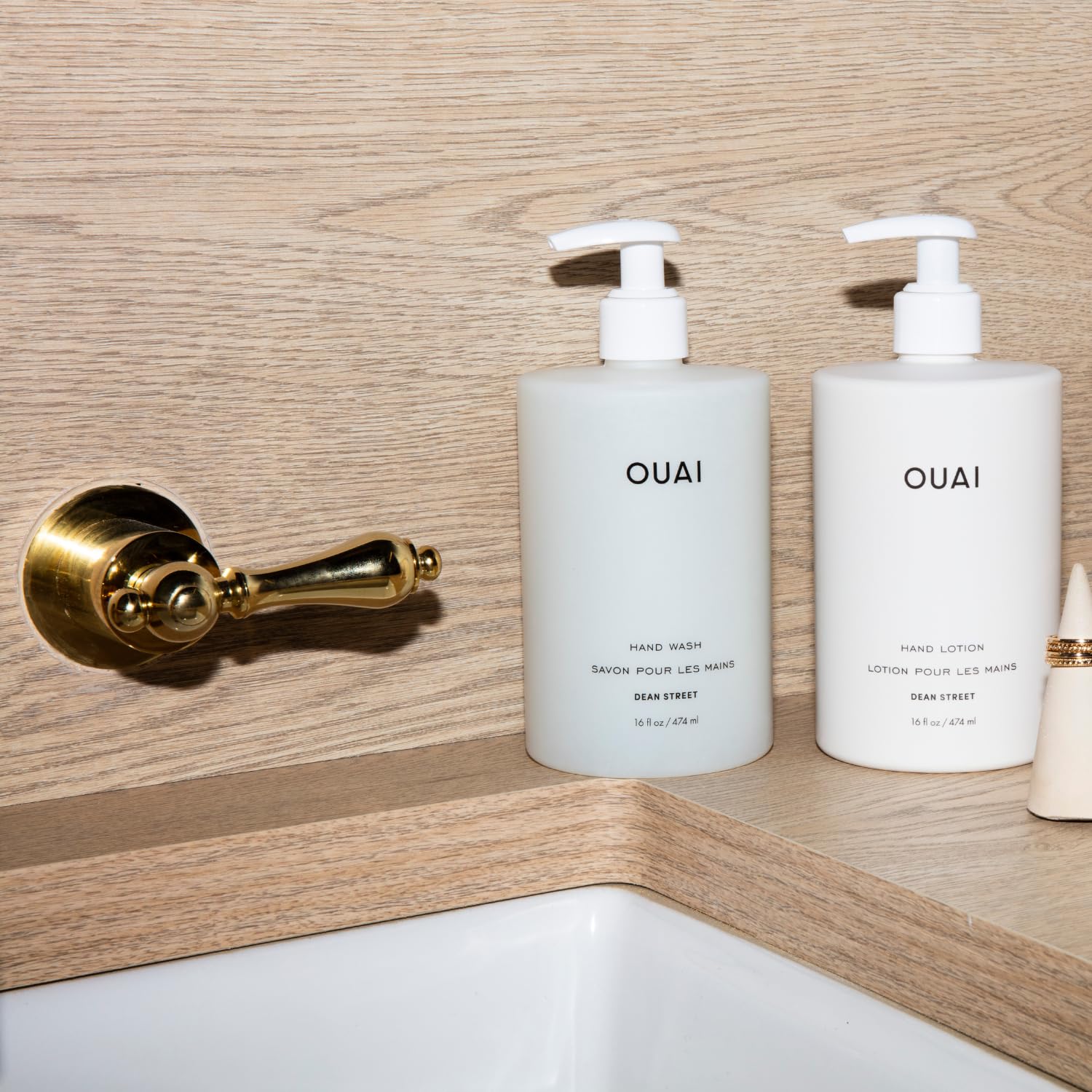 OUAI Healthy Hair & Hand Bundle - Fine Hair Shampoo, Conditioner, Hand Wash & Lotion - Hydrating Body Care Set (4 Count, 2x 10oz/2x 16oz)