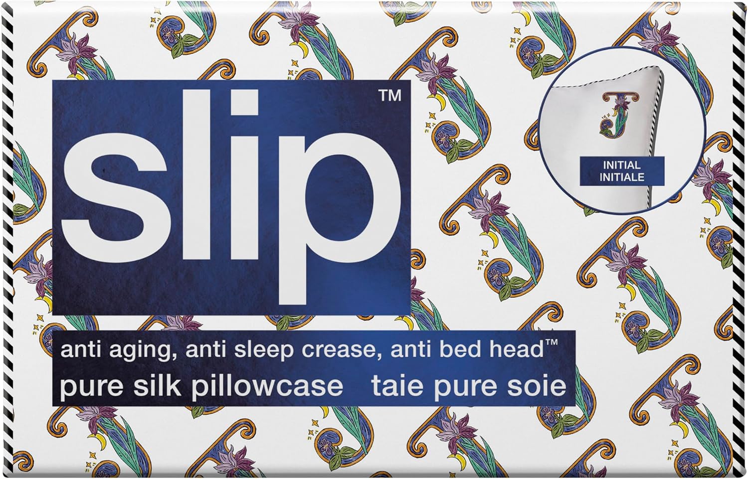 slip The Original Queen Pure Silk Pillow Case - 100% Pure 22 Momme Mulberry Silk - Queen Standard Size - Anti-Aging, Anti-BedHead, Anti-Sleep Crease, Initial Collection: Letter J (20' x 30')