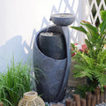 Tankana Indoor Water Fountain Outdoor Garden Large Jar Floor Standing Fountains Waterfall Water Feature with LED Light & Pump for Home Decor Office Yard Patio Pool Deck Porch (32 inches,Gray)