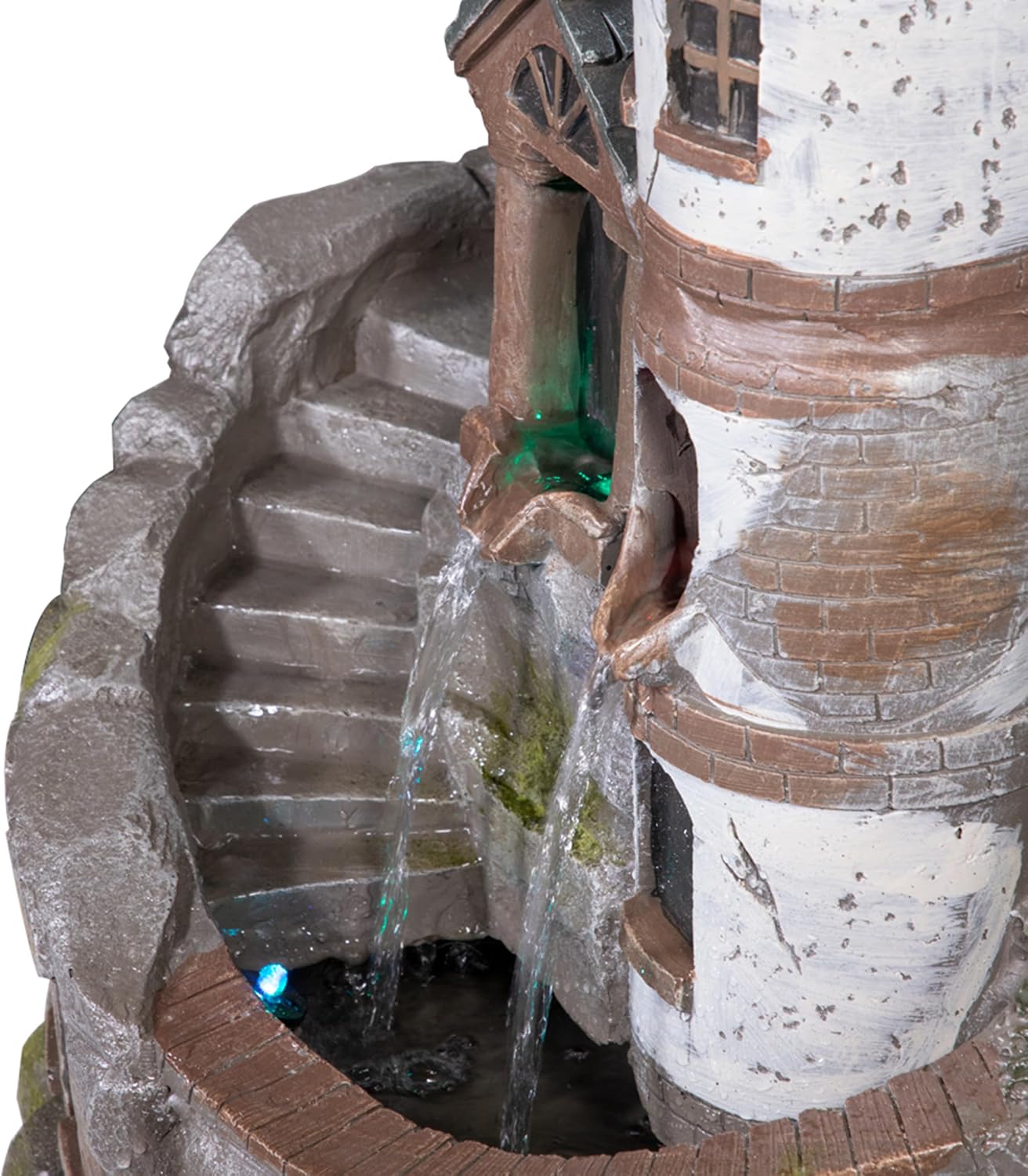 Alpine Corporation USA1368 Outdoor Floor Tiered Fairy Castle Water Fountain with Color Changing LED Lights, 35', Brown