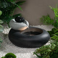 13.39' H Outdoor Water Fountain Made with Eco-Friendly Recyclable Materials, Polyethylene Rock Waterfall Outdoor Fountain, Garden Decor with LED Light & Pump for Patio, Backyard (13.39')