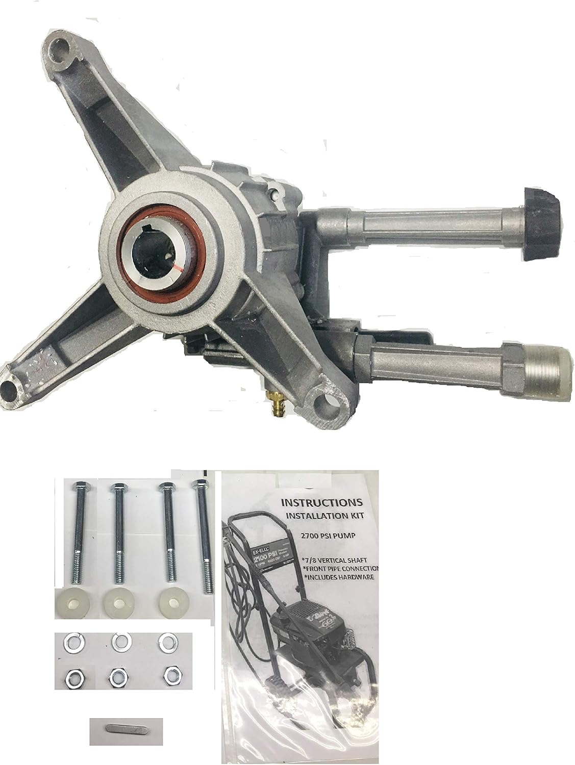 Pressure Washer Vertical Replacement Pump KIT Replaces A07908 PWH2500 Power Wave Under Engine VR 2500 & Delta Models, Front Pipes Longer Bolts,Extra SPACERS for Honda Application